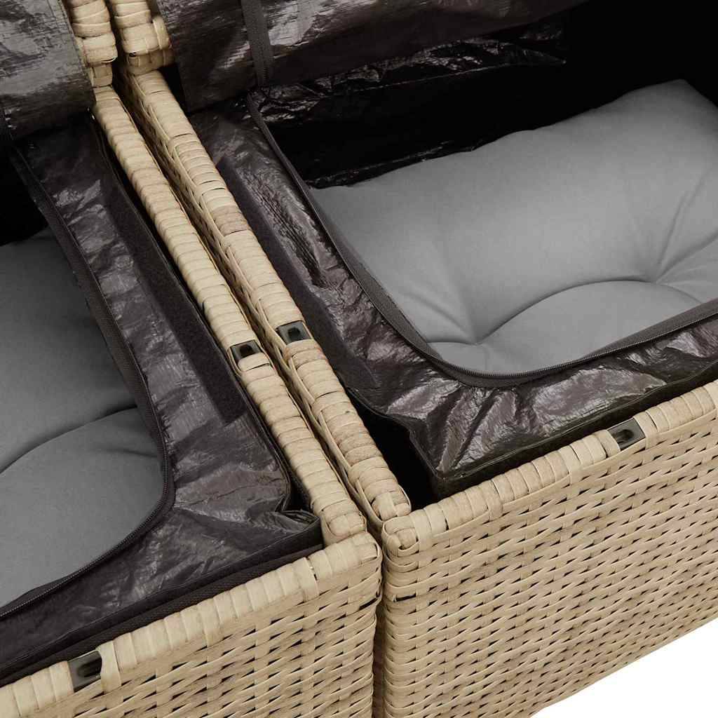 ComfortXL - Salon de jardin modulable 7 pcs Poly rotin avec table et coffres de rangement Beige – ComfortXL Outdoor Living - Image 9