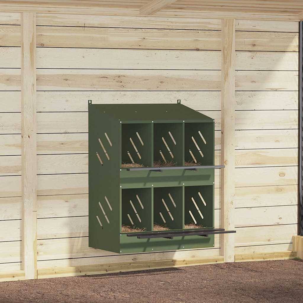 Pondoir à Poules 6 Compartiments en Métal Nichoir de Ponte Double Étage – ComfortXL Outdoor Living - Image 1