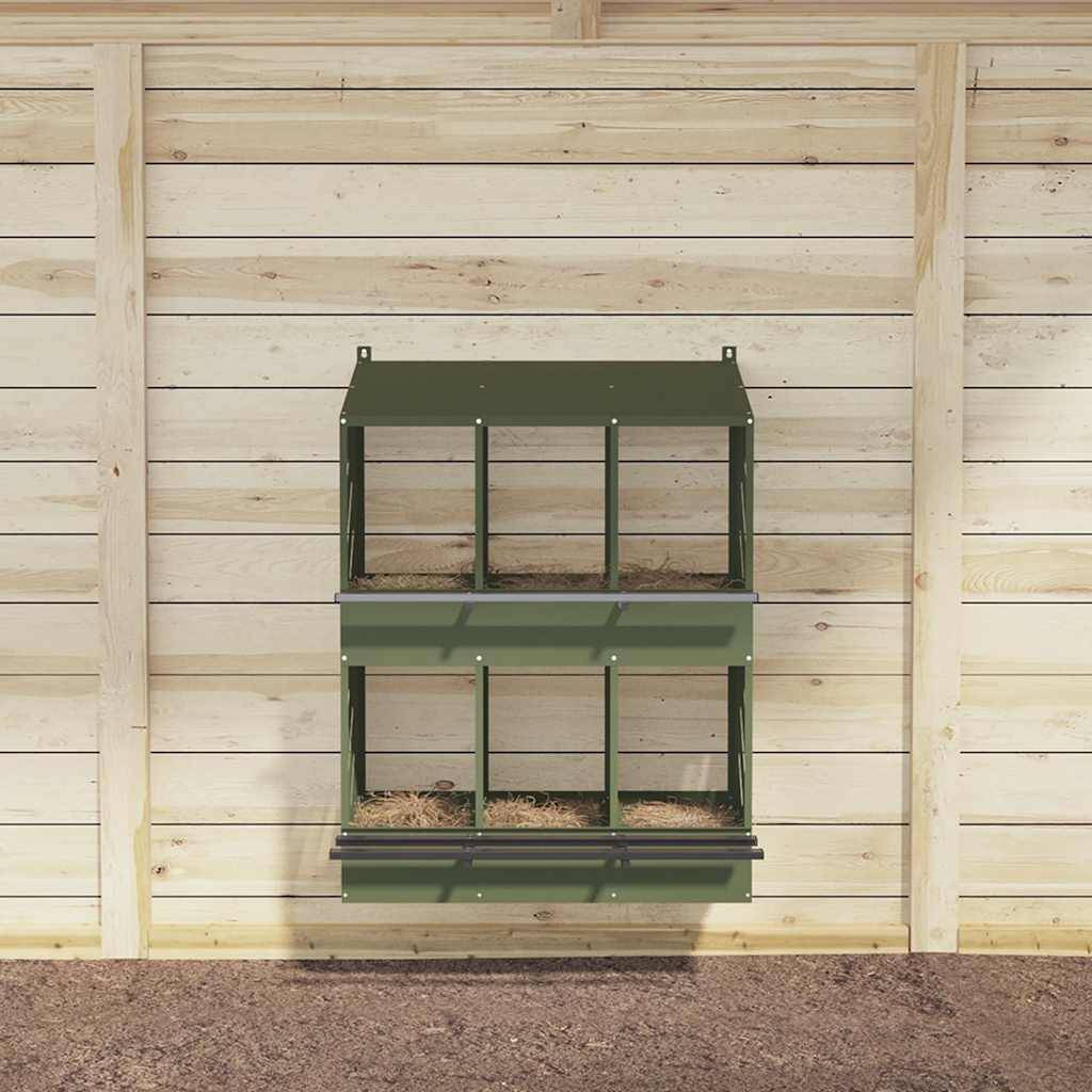 Pondoir à Poules 6 Compartiments en Métal Nichoir de Ponte Double Étage – ComfortXL Outdoor Living - Image 3