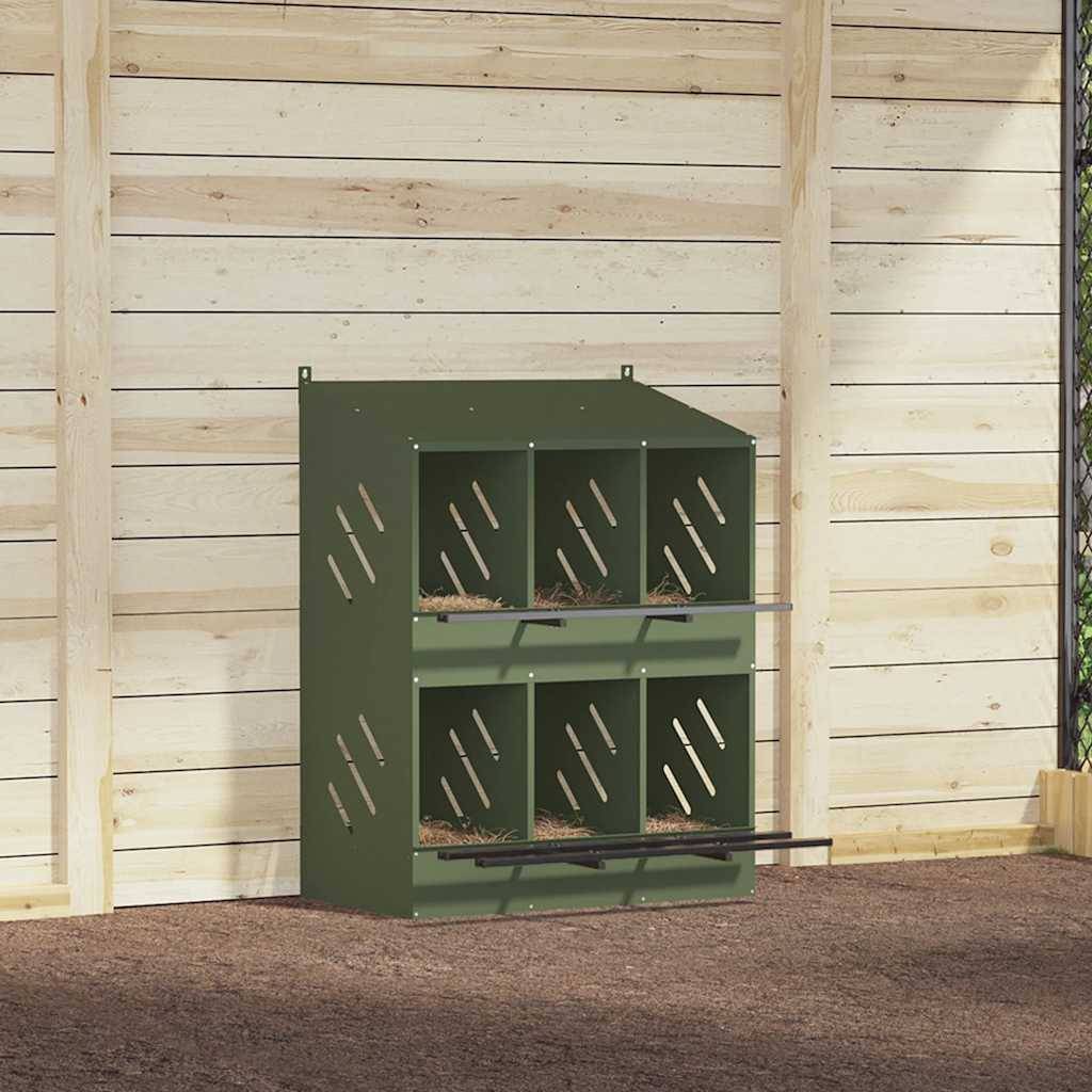 Pondoir à Poules 6 Compartiments en Métal Nichoir de Ponte Double Étage – ComfortXL Outdoor Living - Image 4