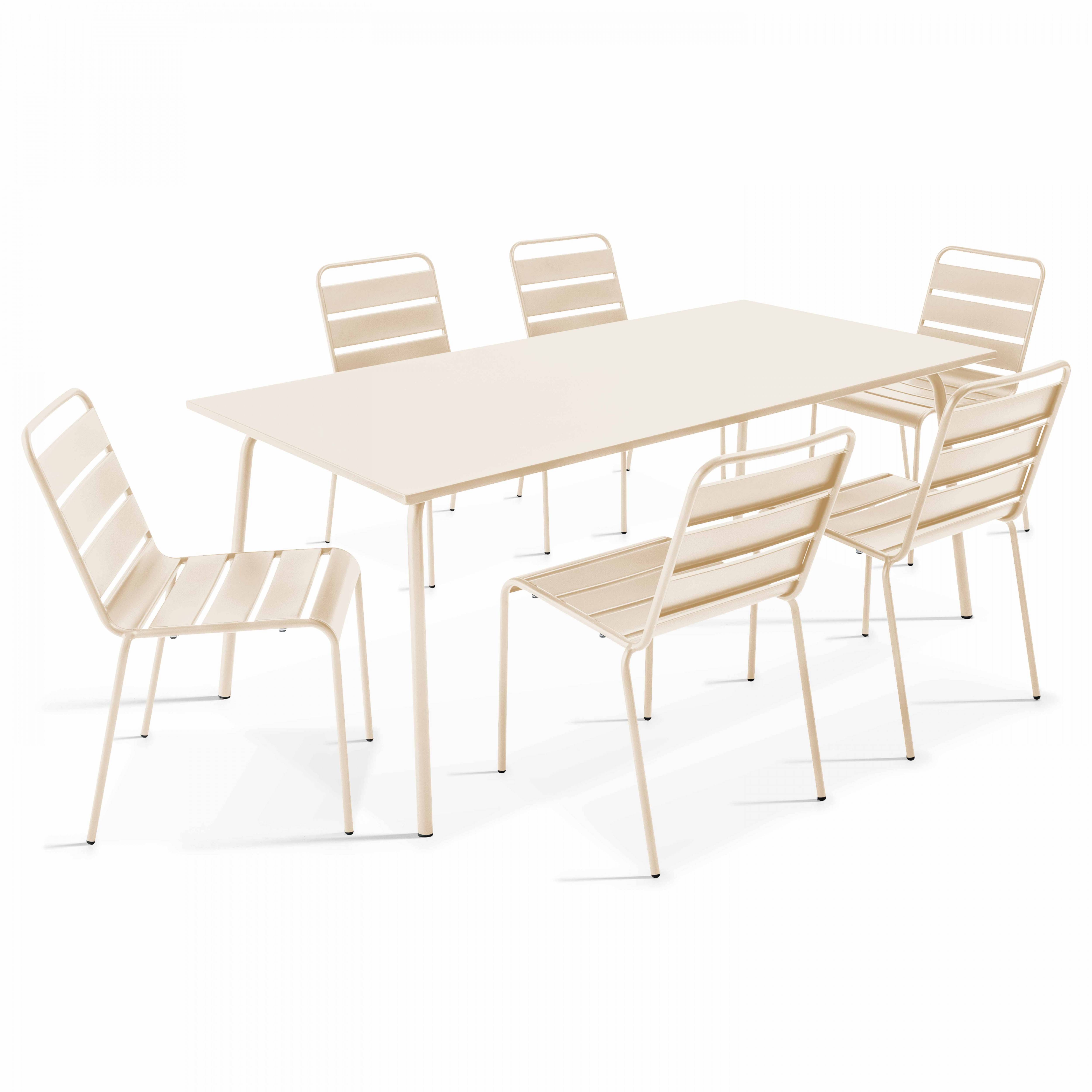 Oviala - Ensemble table de jardin et 6 chaises en métal ivoire Palavas - Oviala - Image 1