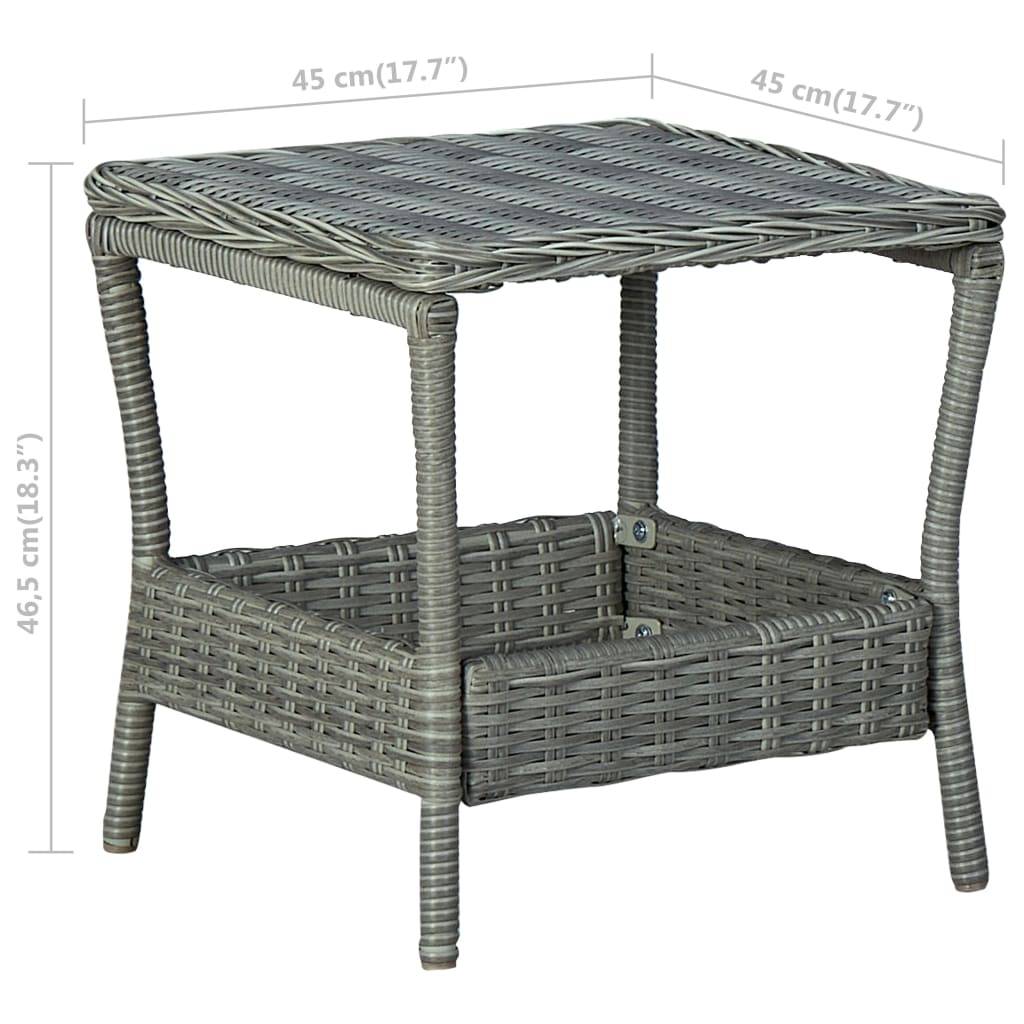 Vidaxl - Table de jardin Gris clair 45x45x46,5 cm Résine tressée vidaXL 313307 - Image 3