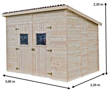 Habrita - Abri Panneau bois massif toit mono pente sans plancher / 16 mm / surface extérieure : 6,60 m2 / toiture plaques ondulées plus grande longévité - Image 5