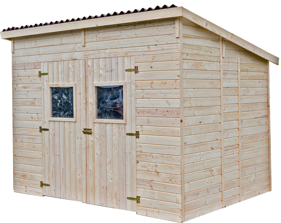 Habrita - Abri Panneau bois massif toit mono pente sans plancher / 16 mm / surface extérieure : 6,60 m2 / toiture plaques ondulées plus grande longévité - Image 4