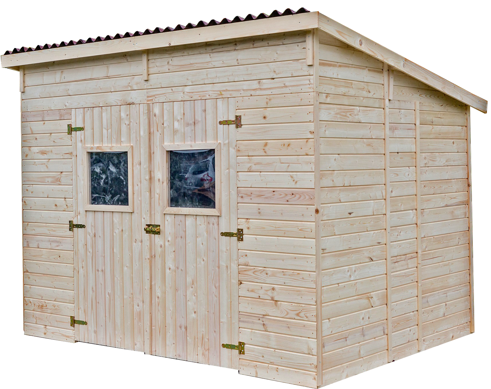Habrita - Abri Panneau bois massif toit mono pente sans plancher / 16 mm / surface extérieure : 6,60 m2 / toiture plaques ondulées plus grande longévité - Image 4