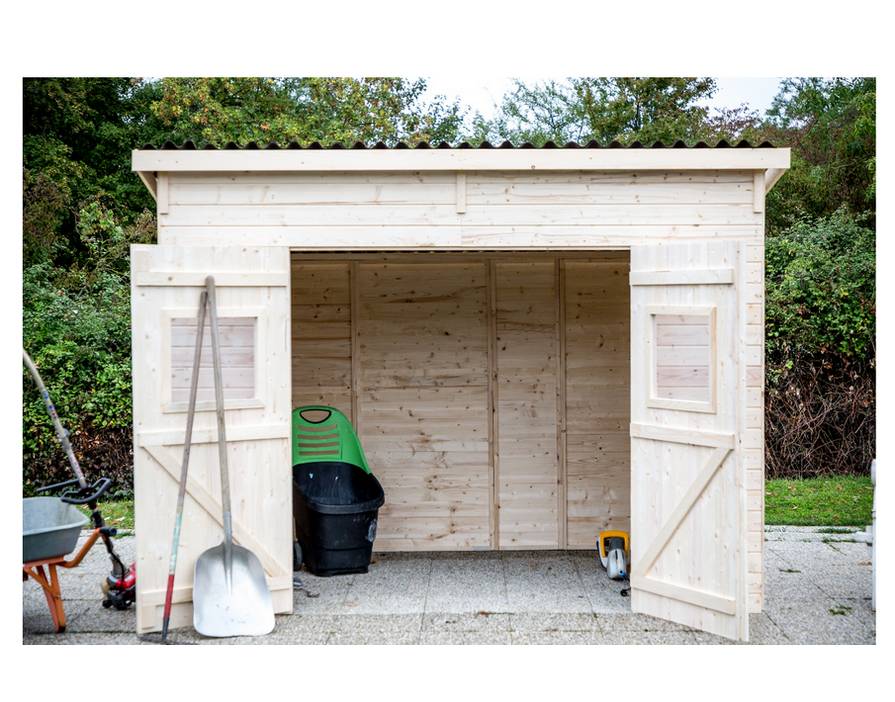 Habrita - Abri Panneau bois massif toit mono pente sans plancher / 16 mm / surface extérieure : 6,60 m2 / toiture plaques ondulées plus grande longévité - Image 7