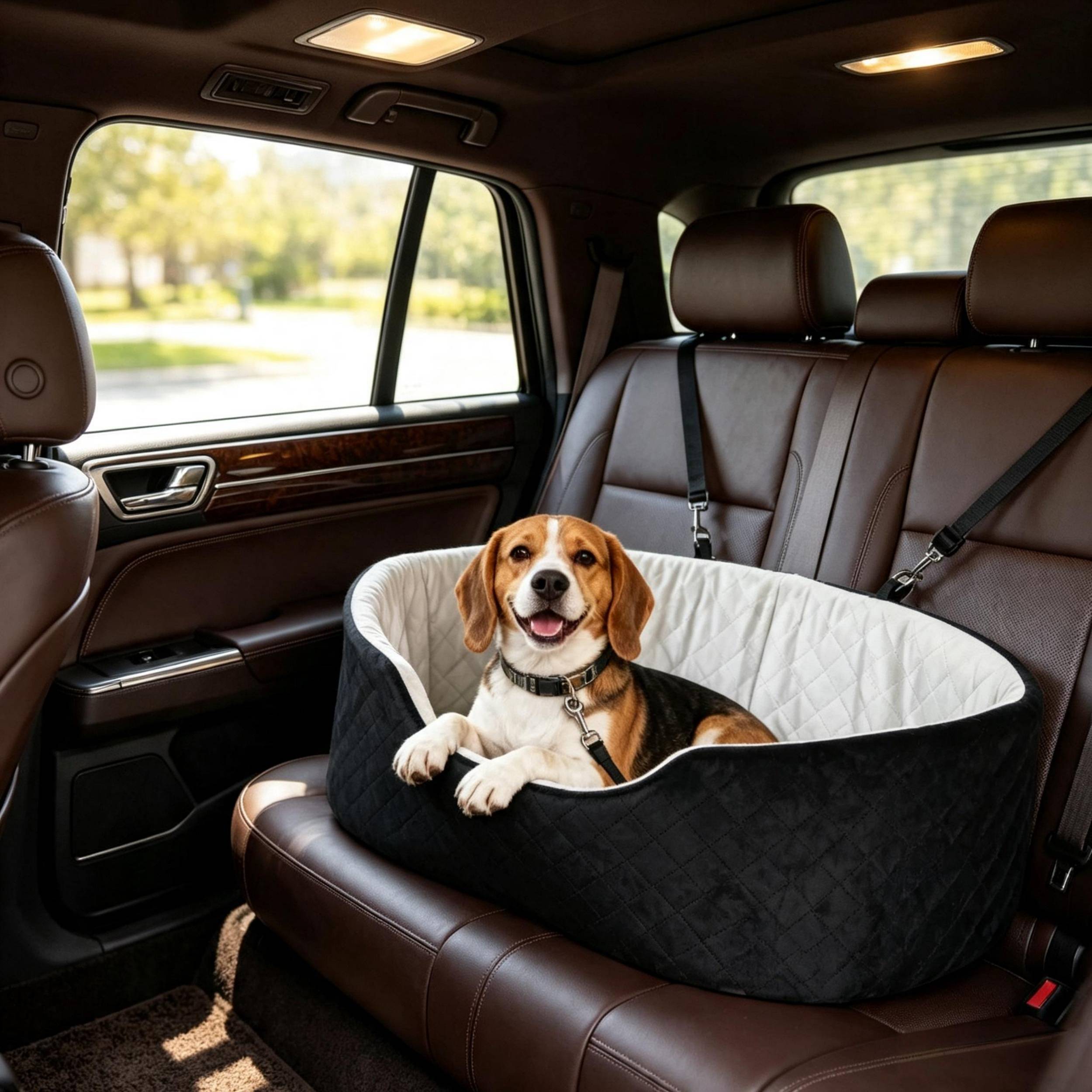 ComfortXL - Siège auto pour chien polyester noir 77 x 43 x 28 cm rembourré sécurisé jusqu’à 15 kg - ComfortXL Outdoor Living - Image 1