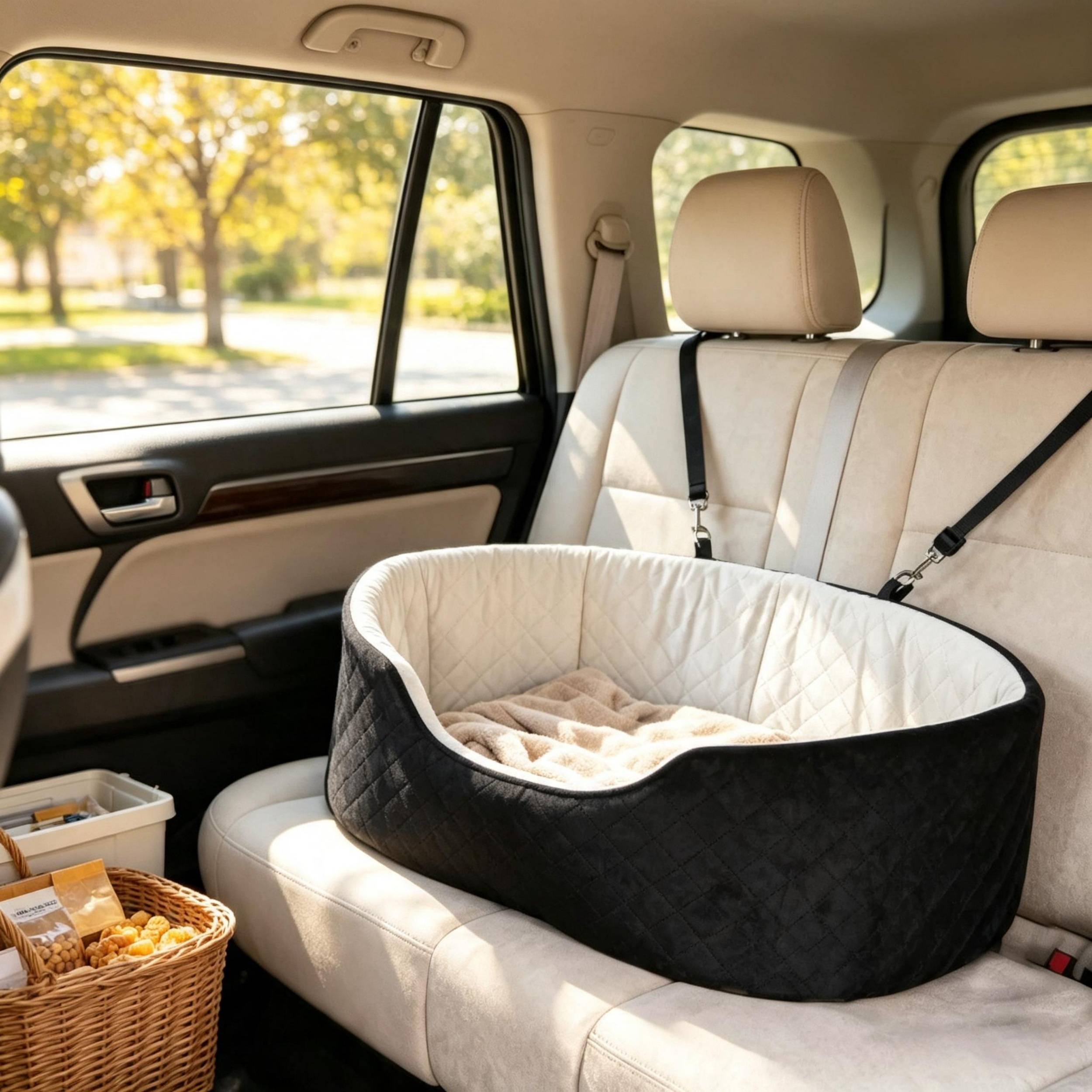 ComfortXL - Siège auto pour chien polyester noir 77 x 43 x 28 cm rembourré sécurisé jusqu’à 15 kg - ComfortXL Outdoor Living - Image 2