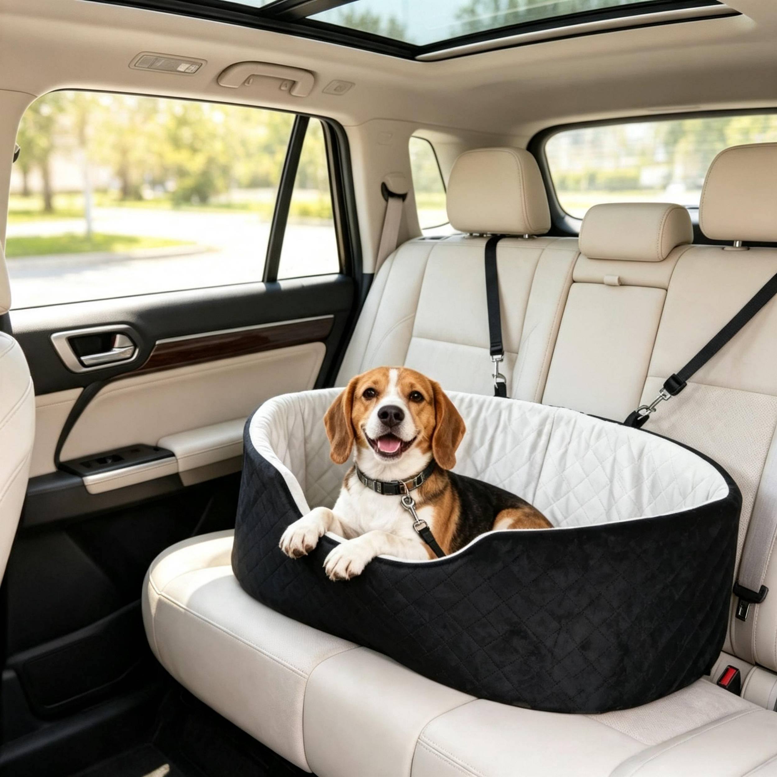 ComfortXL - Siège auto pour chien polyester noir 77 x 43 x 28 cm rembourré sécurisé jusqu’à 15 kg - ComfortXL Outdoor Living - Image 5