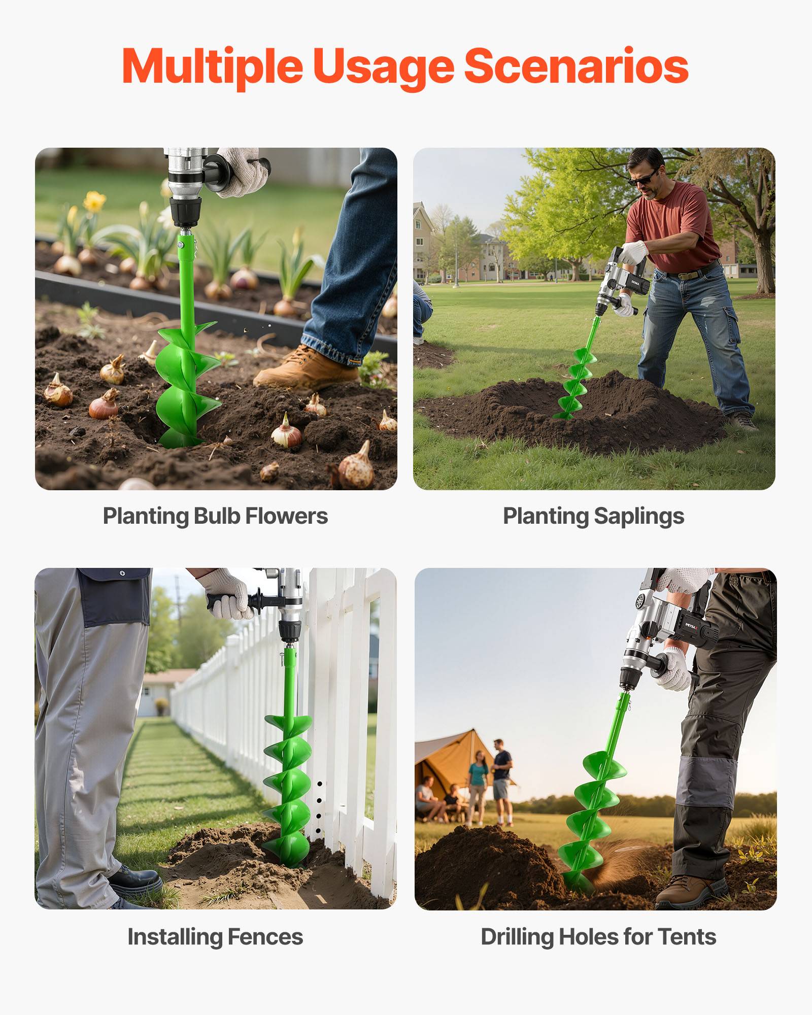 Vevor - VEVOR Mèche Tarière pour Perceuse φ 20 mm 150x800 mm pour Creuser Trous Planter - Image 6