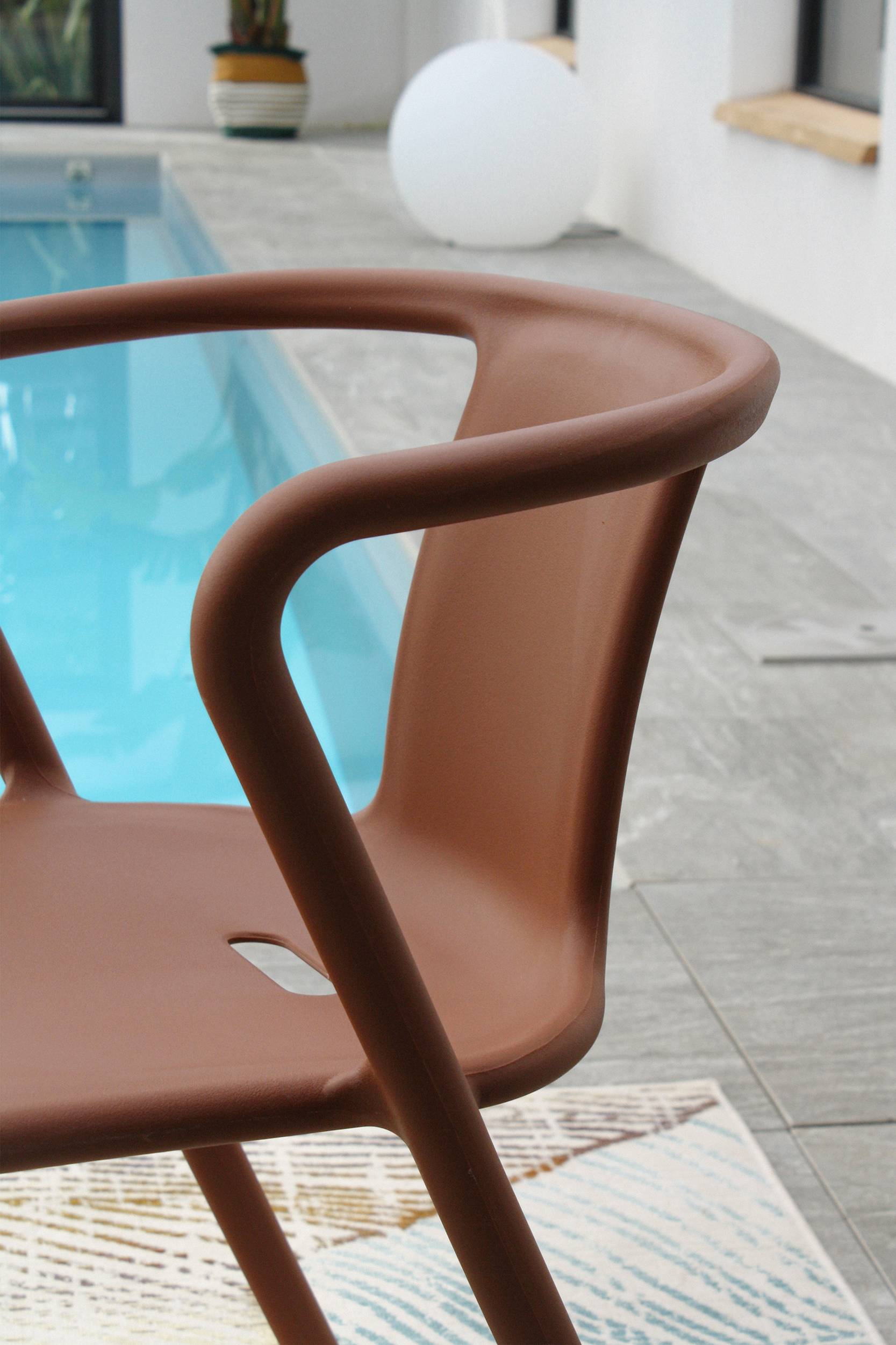 Fauteuil de jardin empilable en Polypropylène - Terracotta - DIEGO - Image 3