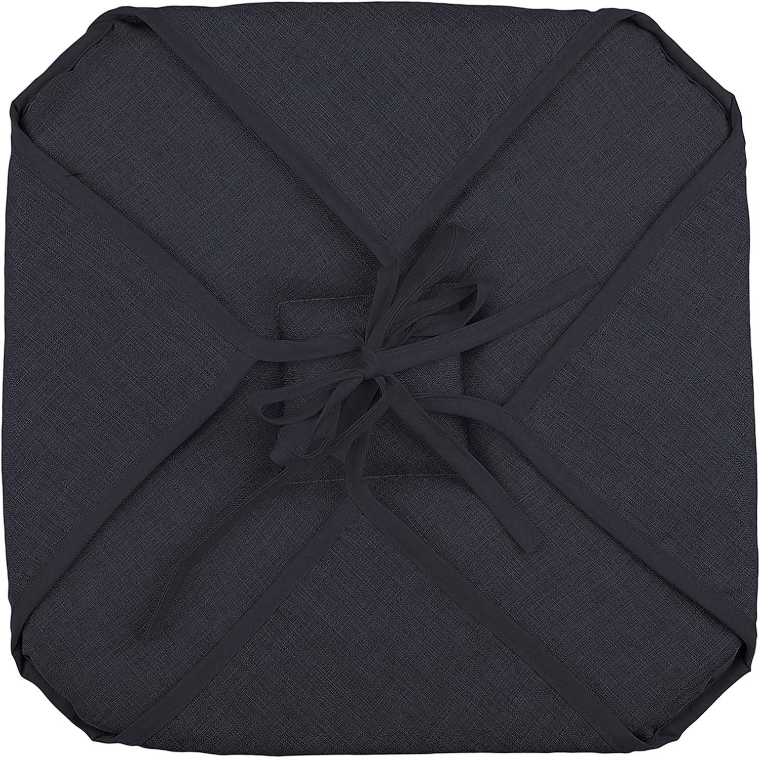 Galette de chaise 4 rabats 40 x 40 cm anthracite chinee - Image 2