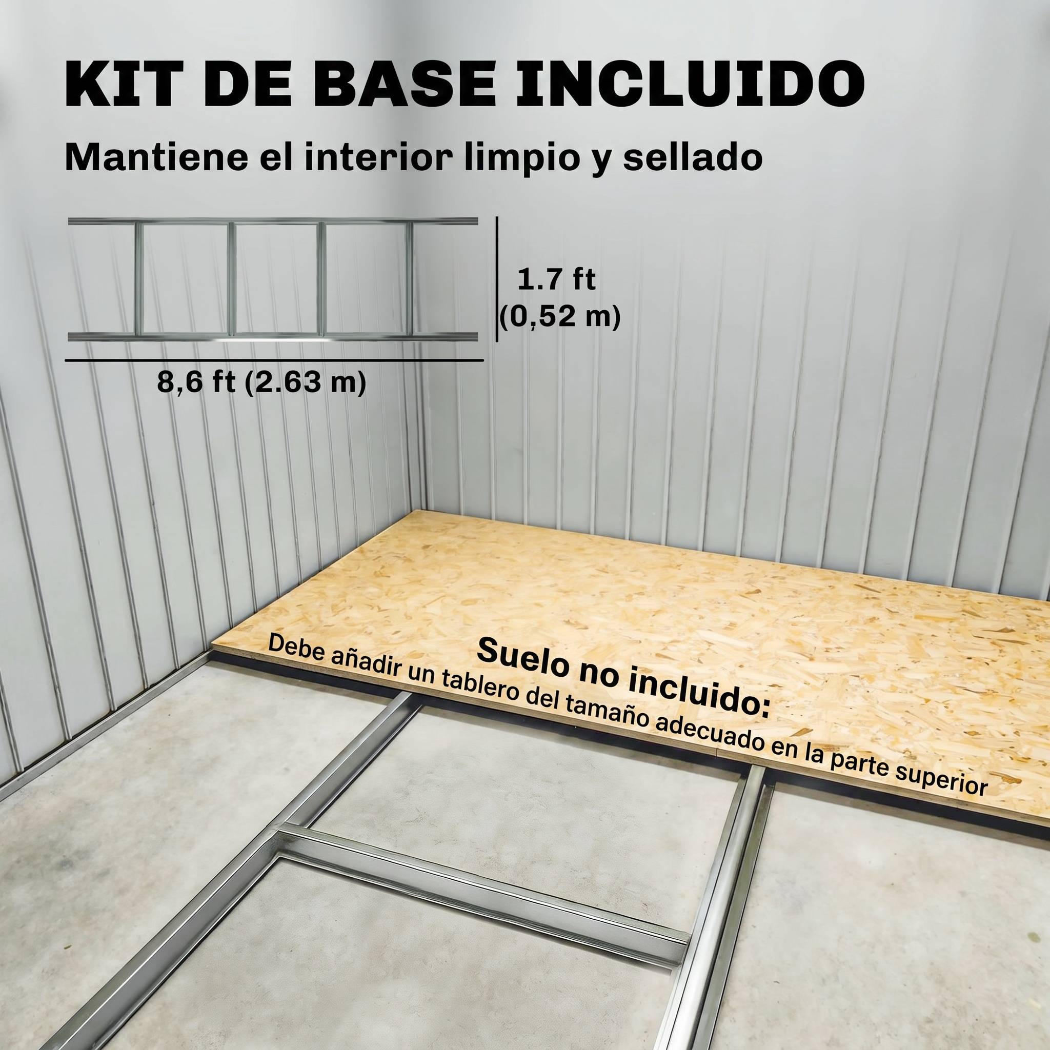 Abri de jardin 280 x 130 x 172 cm, en métal, vert olive, pour le rangement des outils d'extérieur - Image 8