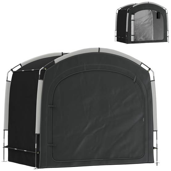 Tente de vélo abri de vélo portable pour 3-4 vélos avec 2 poches latérales 220 x 150 x 195 cm noir - Image 2
