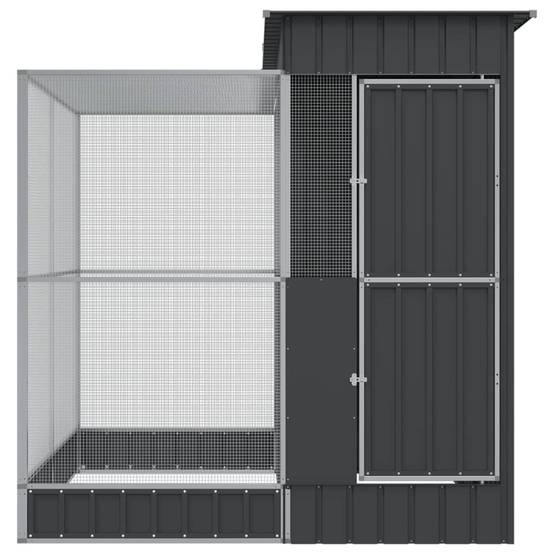 Volière Compacte Acier Galvanisé Oiseaux 209x203cm Argent - ComfortXL Outdoor Living - Image 3