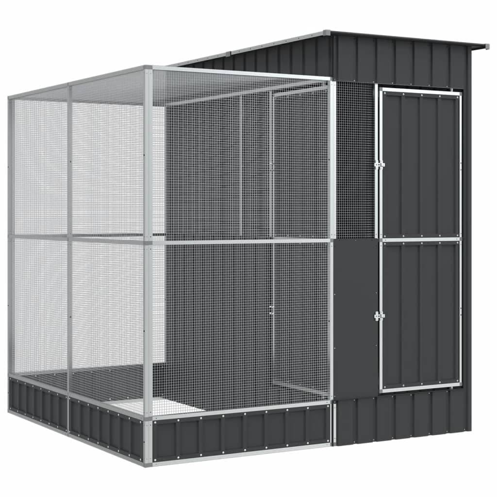 Volière Compacte Acier Galvanisé Oiseaux 209x203cm Argent - ComfortXL Outdoor Living - Image 2