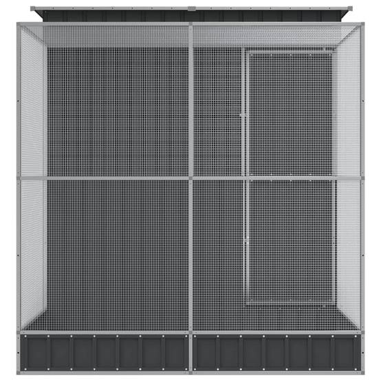 Volière Compacte Acier Galvanisé Oiseaux 209x203cm Argent - ComfortXL Outdoor Living - Image 4