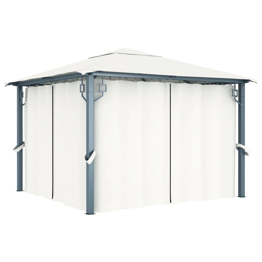 Tonnelle Aluminium Acier avec Rideaux et Moustiquaires Anti-UV pour Jardin Crème 3x3 m – ComfortXL Outdoor Living - Image 1