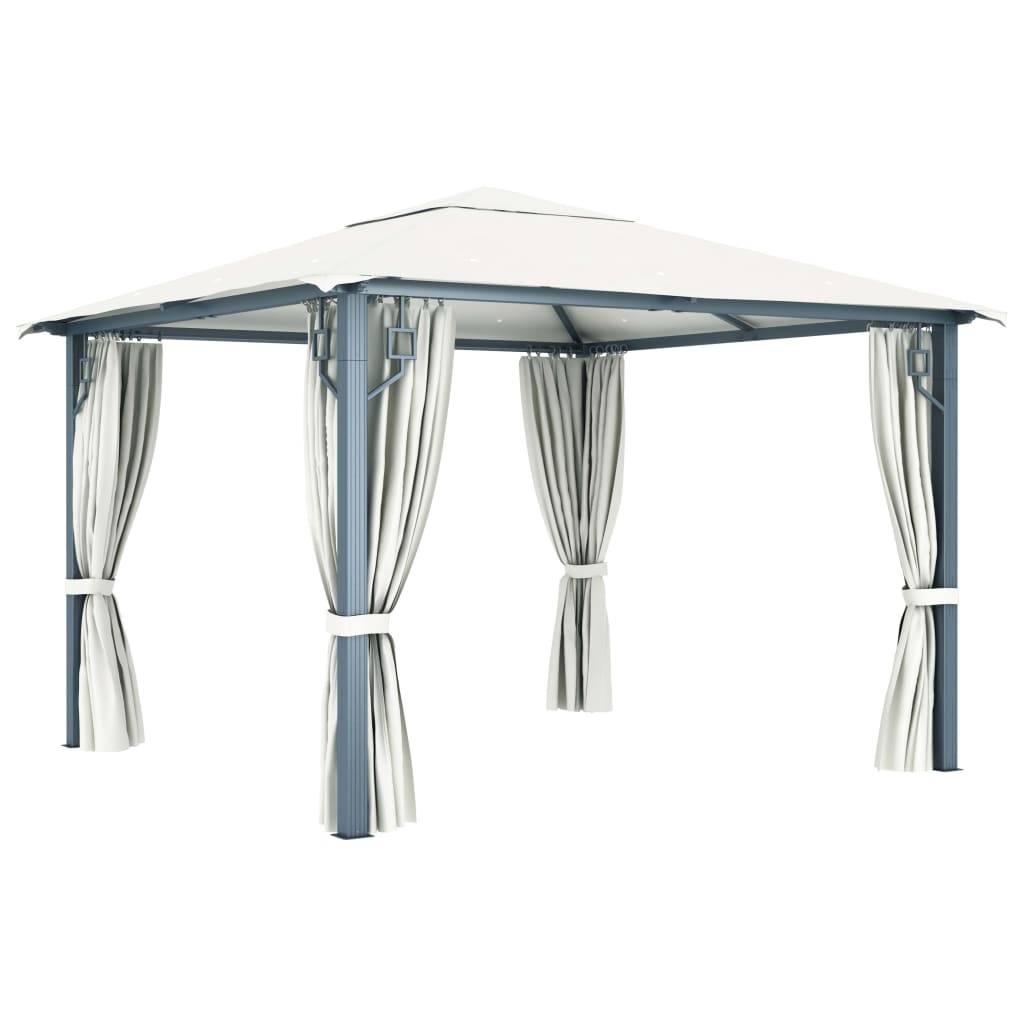 Tonnelle Aluminium Acier avec Rideaux et Moustiquaires Anti-UV pour Jardin Crème 3x3 m – ComfortXL Outdoor Living - Image 4