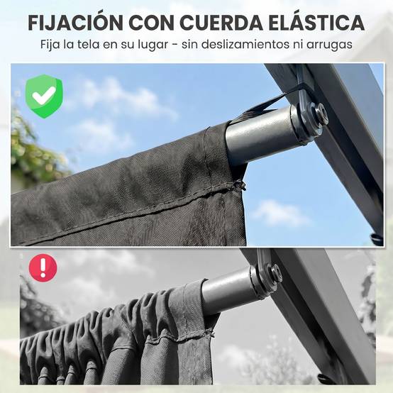 Couverture toit rétractable 2,5x2,55 m pergola 3x3, toile rechange 10 trous, gris foncé - Image 9