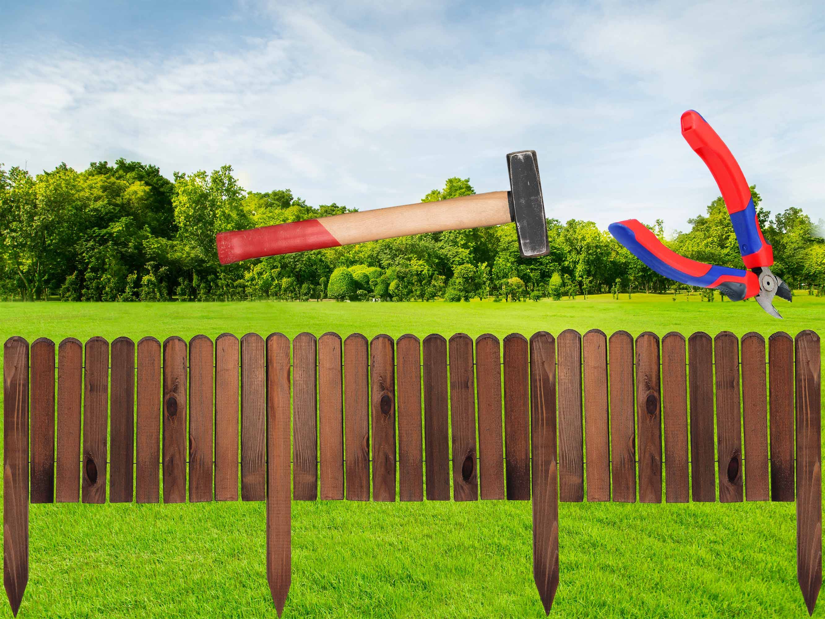 5x Clôture bois rouleau Marron 30x200 cm – Bordure jardin haute, délimitation massif, pelouse, allée - Image 9
