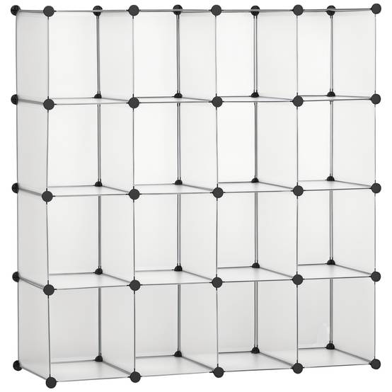 Système d'étagères modulaires avec 16 caissons séparés, étagères à emboîter, à monter soi-même, noir et blanc - Image 1