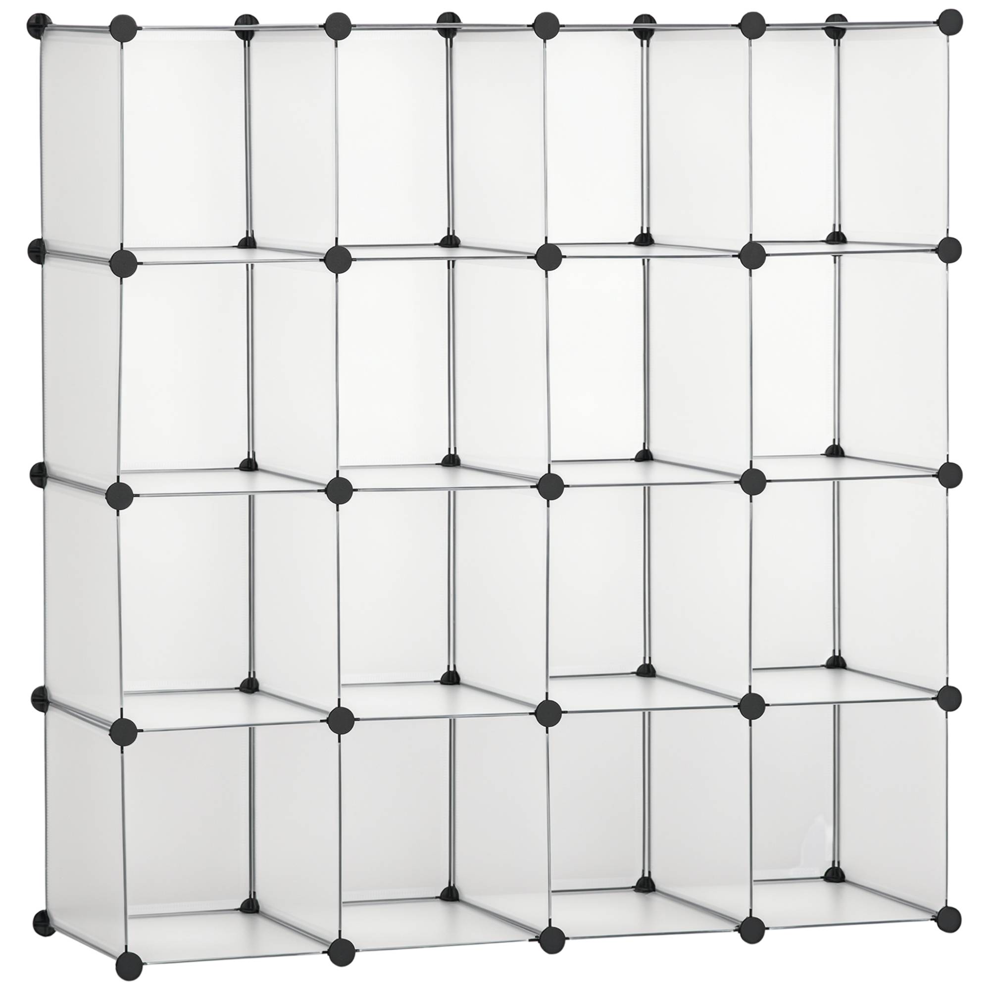 Système d'étagères modulaires avec 16 caissons séparés, étagères à emboîter, à monter soi-même, noir et blanc - Image 1