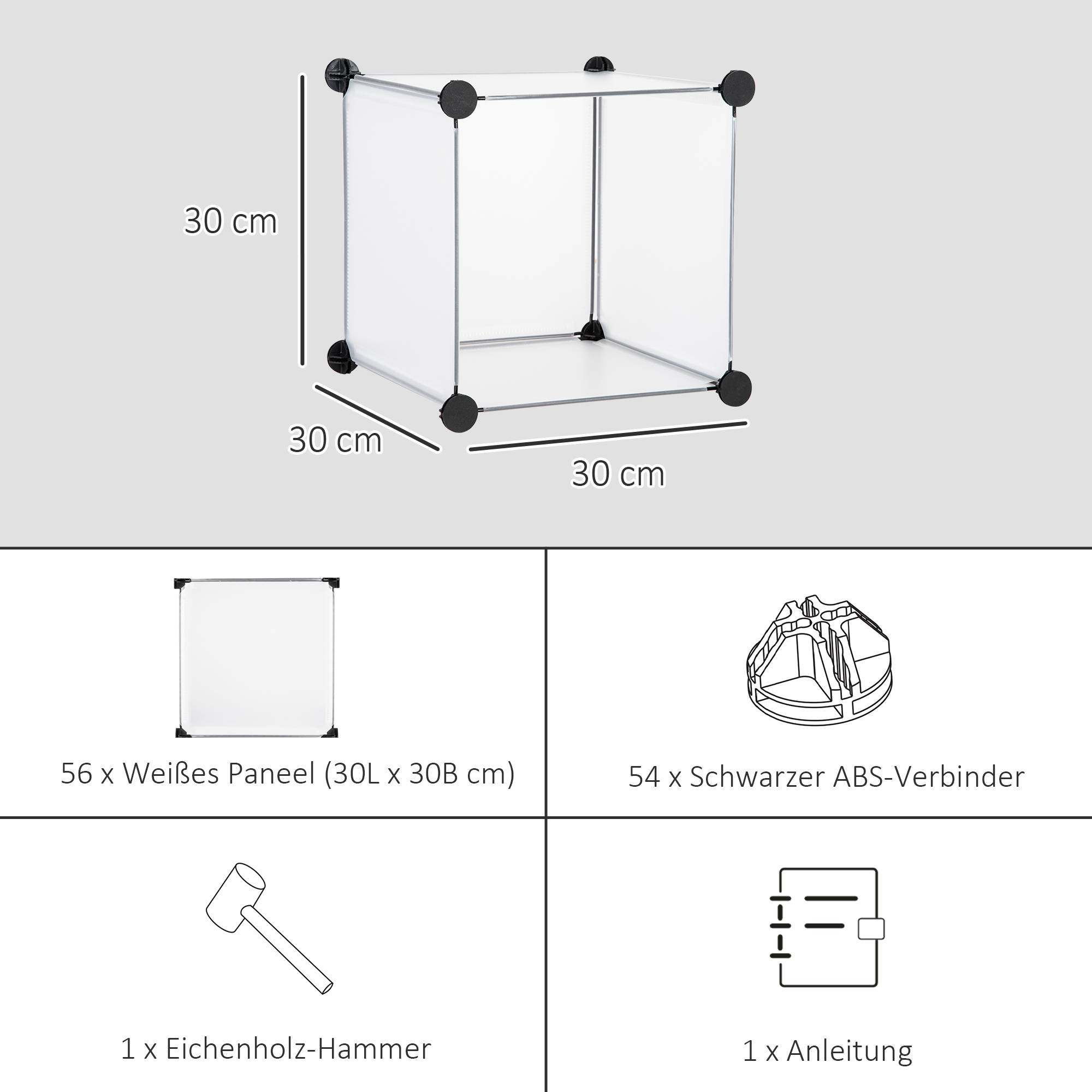 Système d'étagères modulaires avec 16 caissons séparés, étagères à emboîter, à monter soi-même, noir et blanc - Image 8