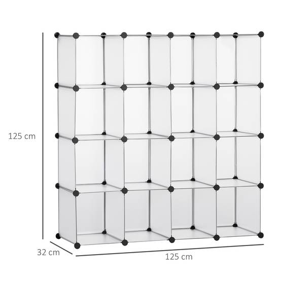 Système d'étagères modulaires avec 16 caissons séparés, étagères à emboîter, à monter soi-même, noir et blanc - Image 5