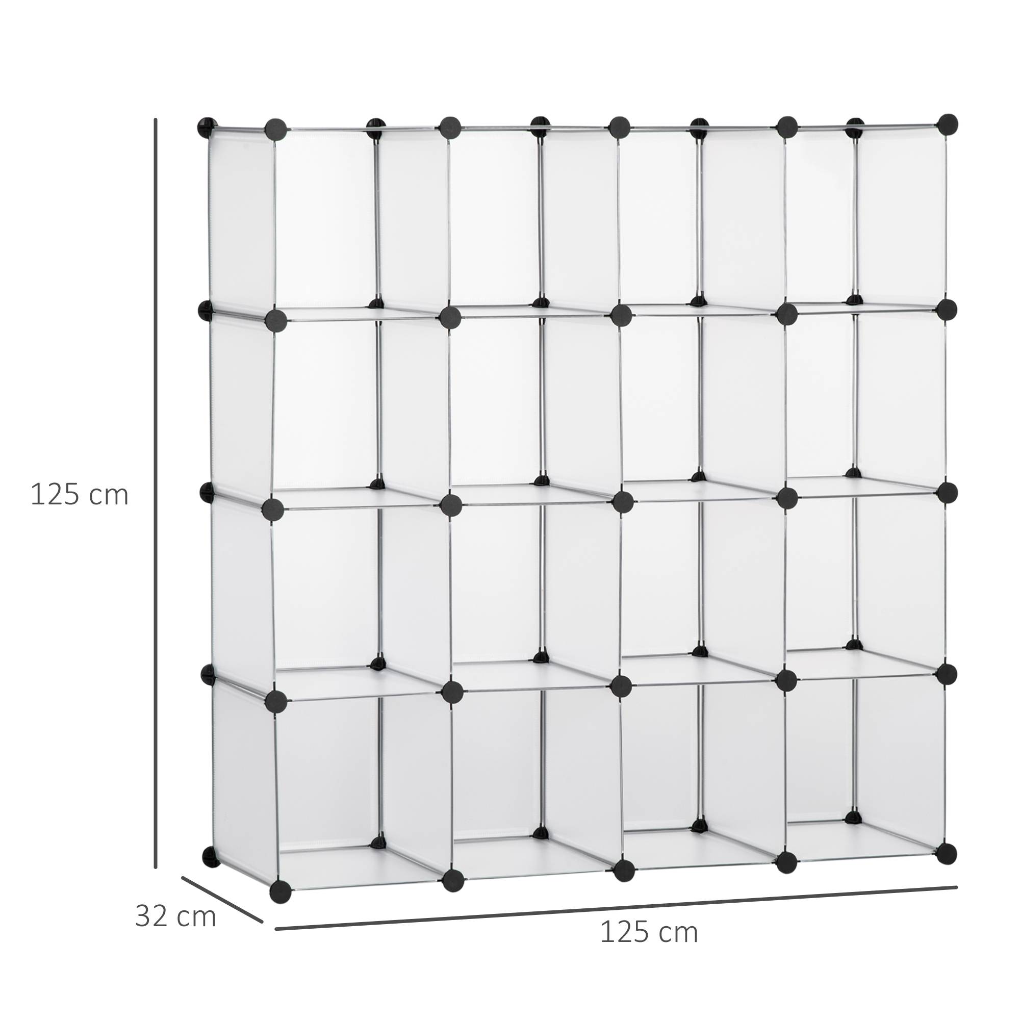 Système d'étagères modulaires avec 16 caissons séparés, étagères à emboîter, à monter soi-même, noir et blanc - Image 5