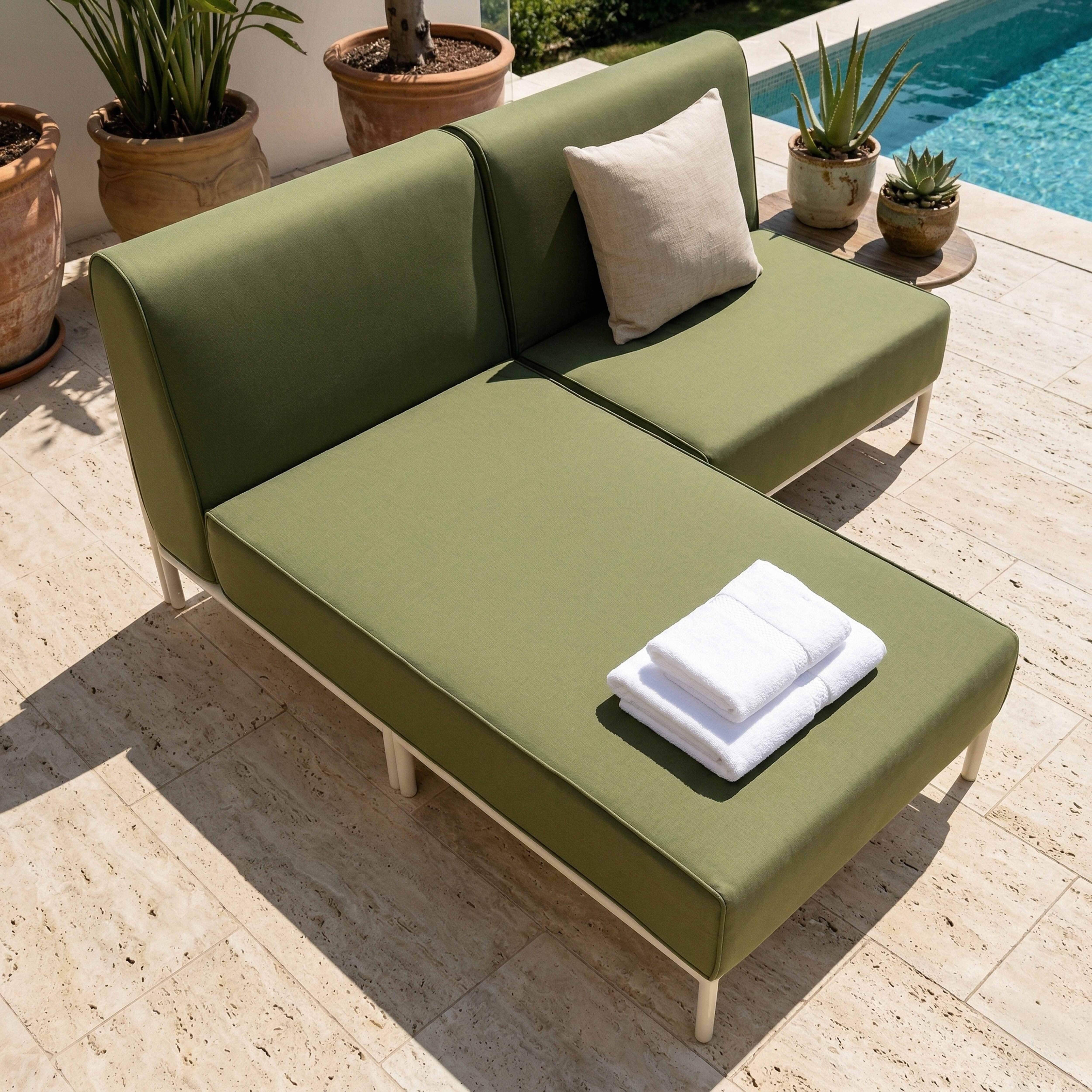 Oviala - Salon de jardin bas modulable uni 2 places vert kaki Patio - Oviala - Image 4