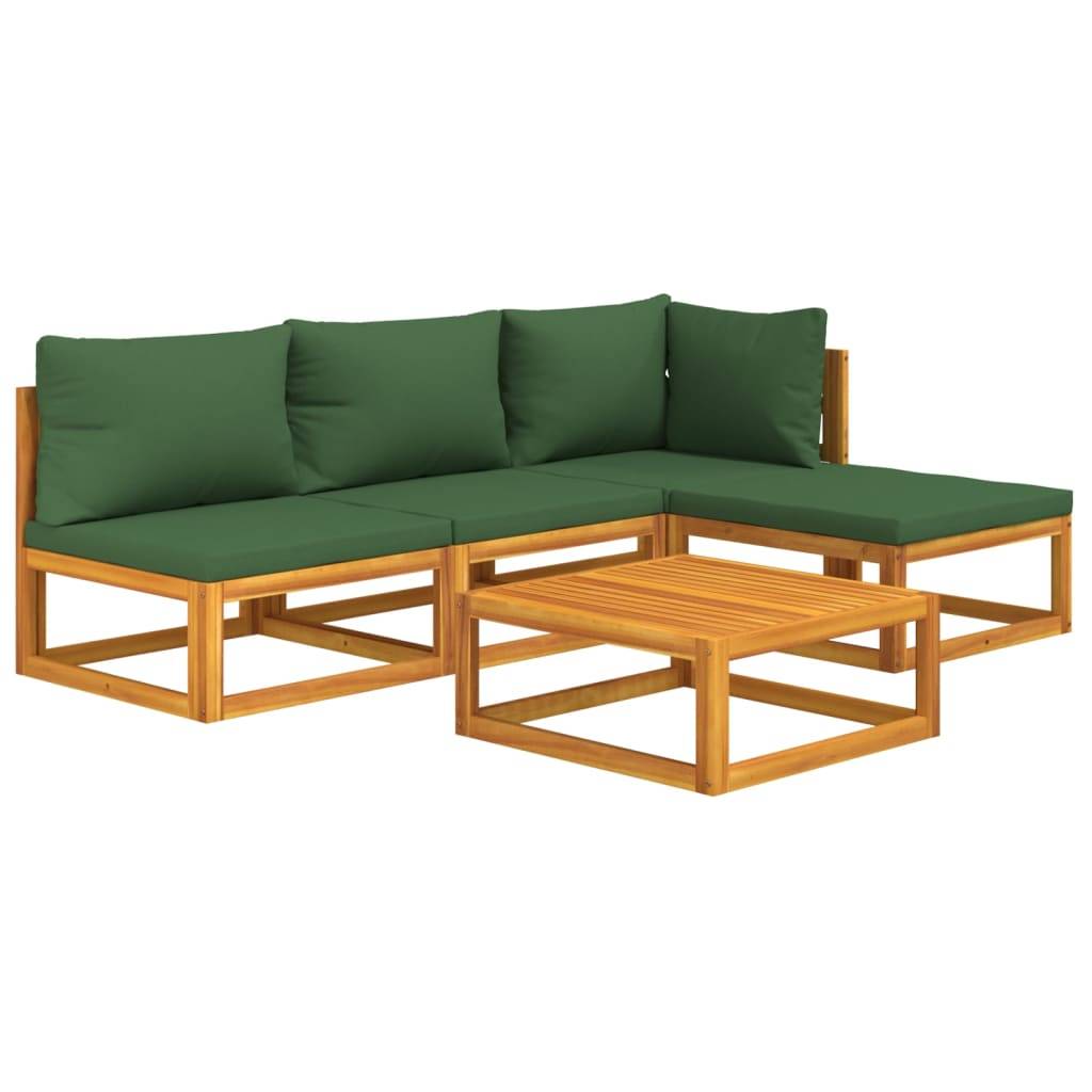 Helloshop26 - Salon de jardin meuble d'extérieur ensemble de mobilier 5 pièces avec coussins vert bois massif - Image 1