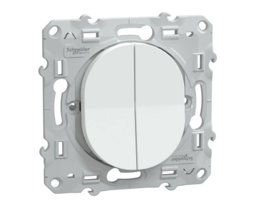 Schneider Electric - Mécanisme combiné va et vient et poussoir OVALIS 10 AX blanc - SCHNEIDER ELECTRIC - S320285 - Image 1