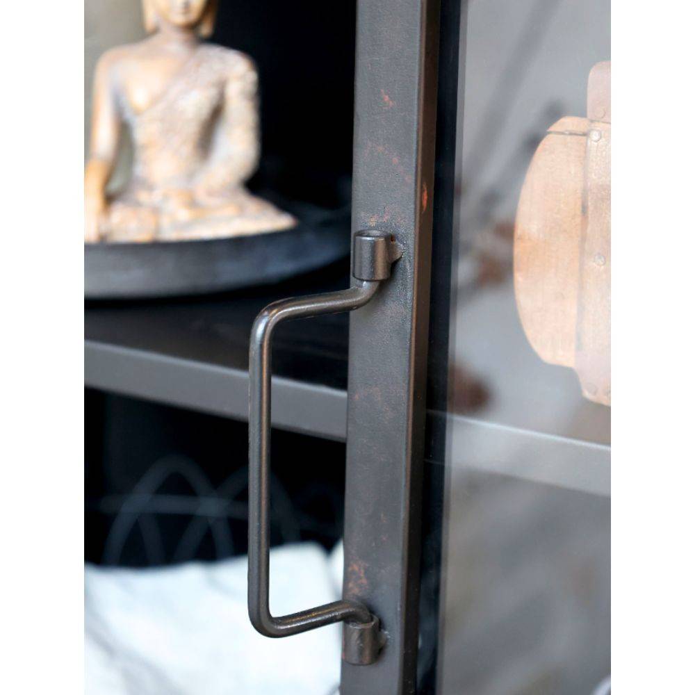 Chemin De Campagne - Armoire vitrine sur roues en fer forgé noir antique 76 x 35.5 x 160 cm Chemin de campagne - Image 5