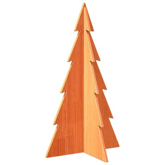 Sapin de Noël en Bois Pin Massif Décoration Rustique Intérieur Brun 80 cm – ComfortXL Outdoor Living - Image 2