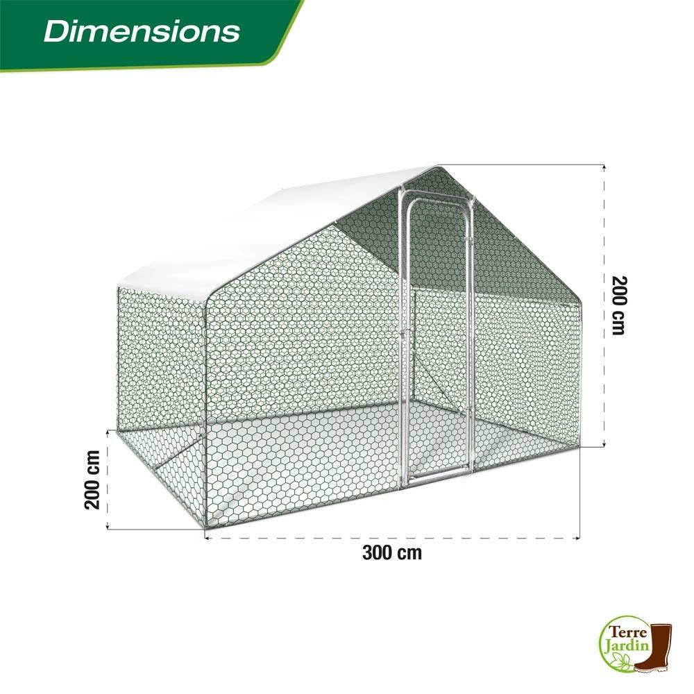 Enclos poulailler - 6 M² - Volière extérieure - Parc grillagé - TERRE JARDIN - Image 3