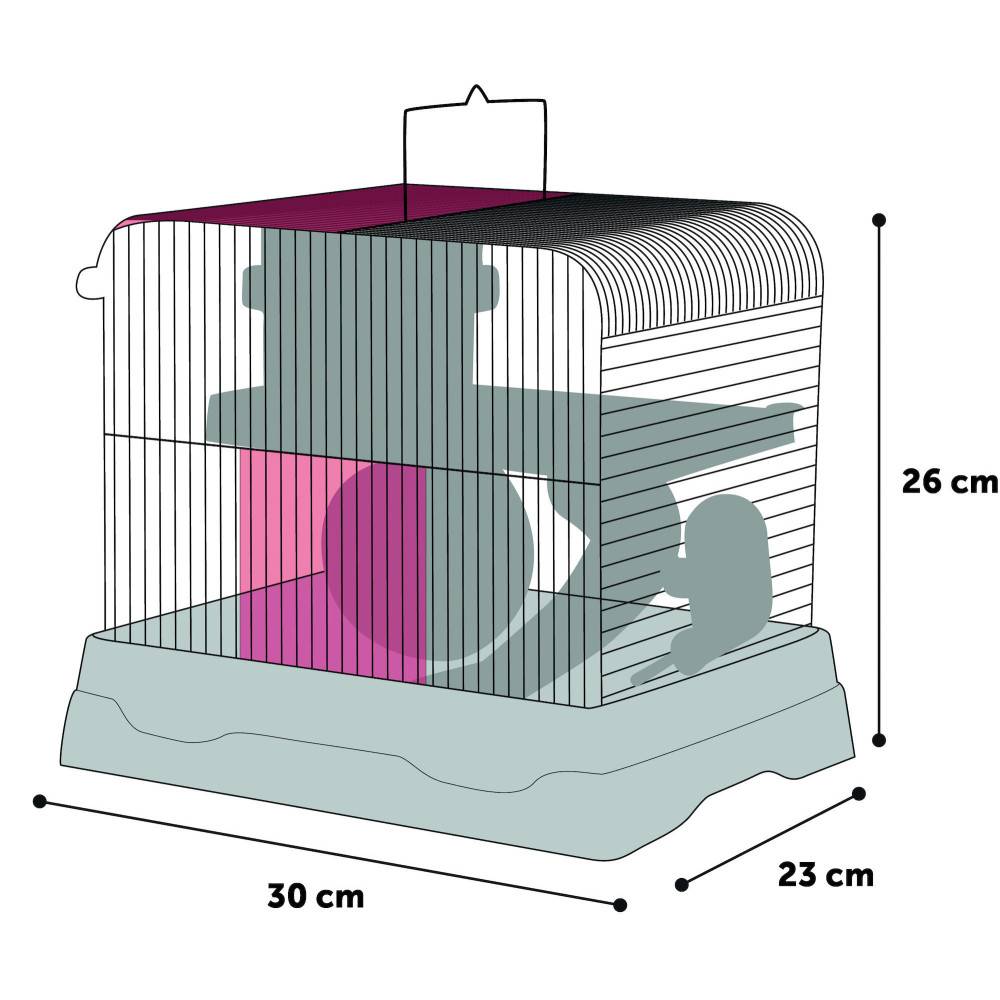 Cage Dinky bleu 30 x 23 x 26 cm pour petit rongeur - Image 3