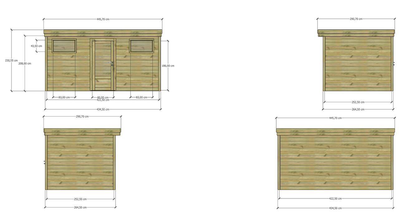 ABRI DE JARDIN bois  autoclave 27mm - 4,34x2,64m / 11m2 - Bac acier - Abri Français - Image 4