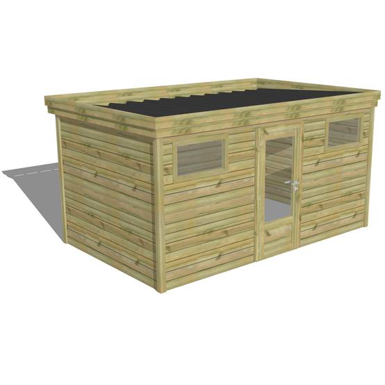 ABRI DE JARDIN bois autoclave 27mm - 4,34x2,64m / 11m2 - Bac acier - Abri Français - Image 1