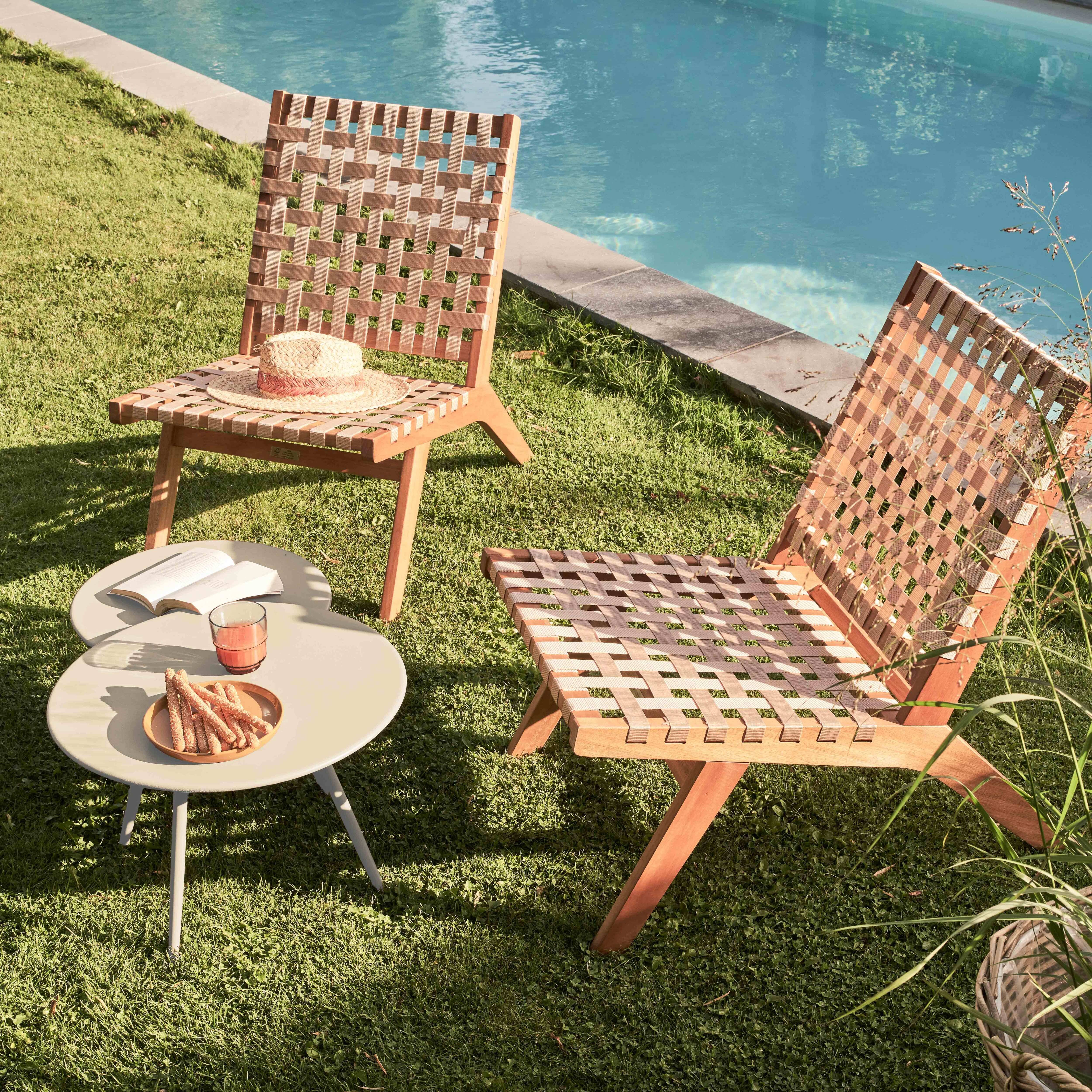 Oviala - Lot de 2 tables basses de jardin en acier ivoire 50 cm Palavas - Oviala - Image 3