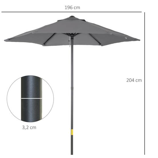 Parasol d'extérieur avec toit ventilé et mât en aluminium détachable pour jardin et terrasse, gris foncé - Image 5