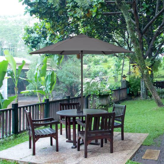 Parasol d'extérieur avec toit ventilé et mât en aluminium détachable pour jardin et terrasse, gris foncé - Image 4