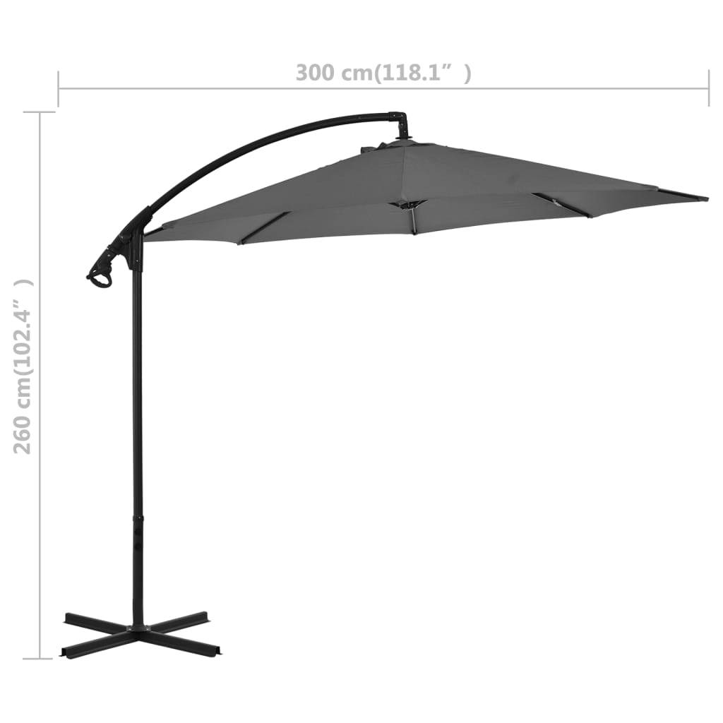Helloshop26 - Parasol meuble de jardin en porte-à-faux avec poteau acier 300 cm anthracite - Image 7