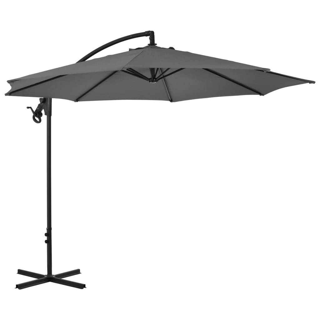 Helloshop26 - Parasol meuble de jardin en porte-à-faux avec poteau acier 300 cm anthracite - Image 1