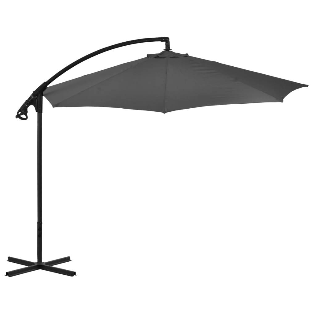 Helloshop26 - Parasol meuble de jardin en porte-à-faux avec poteau acier 300 cm anthracite - Image 3