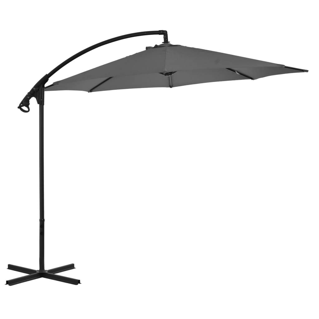 Helloshop26 - Parasol meuble de jardin en porte-à-faux avec poteau acier 300 cm anthracite - Image 2