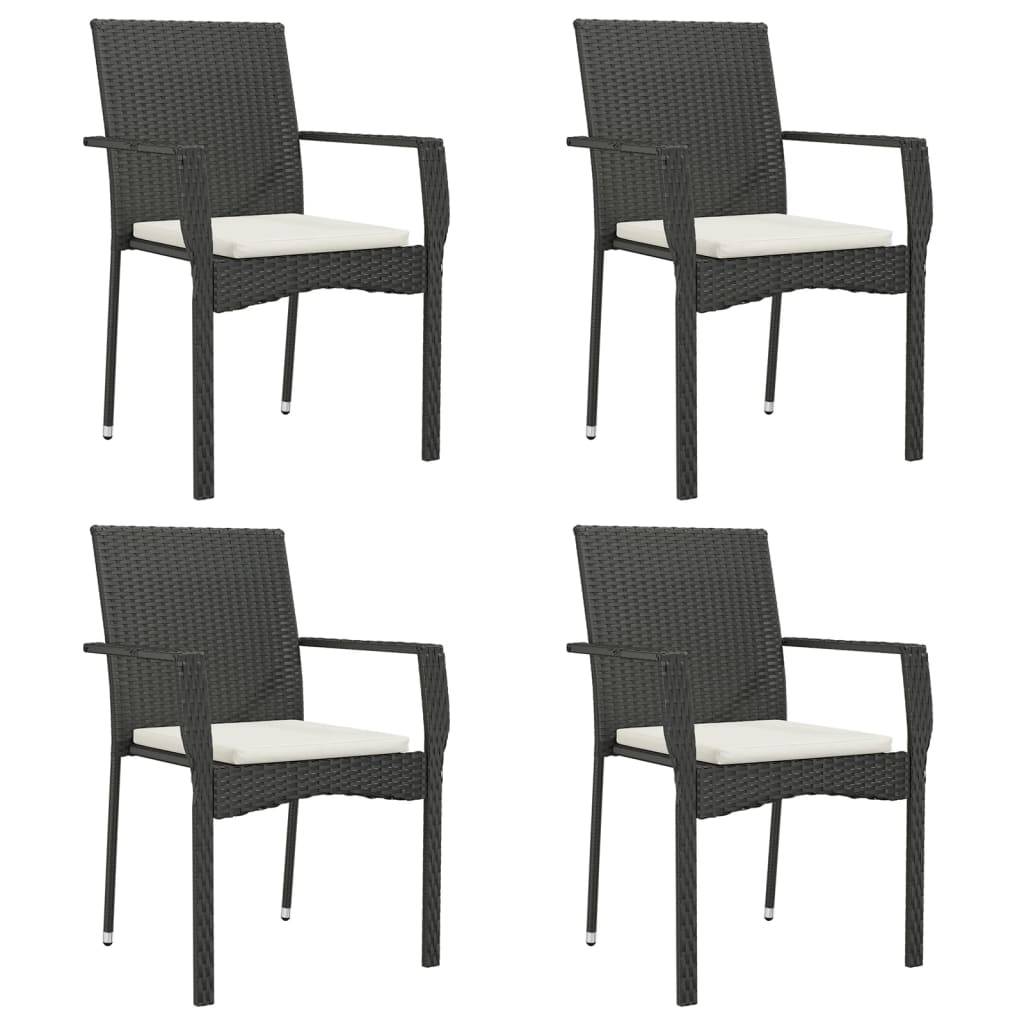 Chaise bois composite 4 places rotin noir 59 x 53,5 x 88 cm - Prolenta premium p3117.0 - Image 1