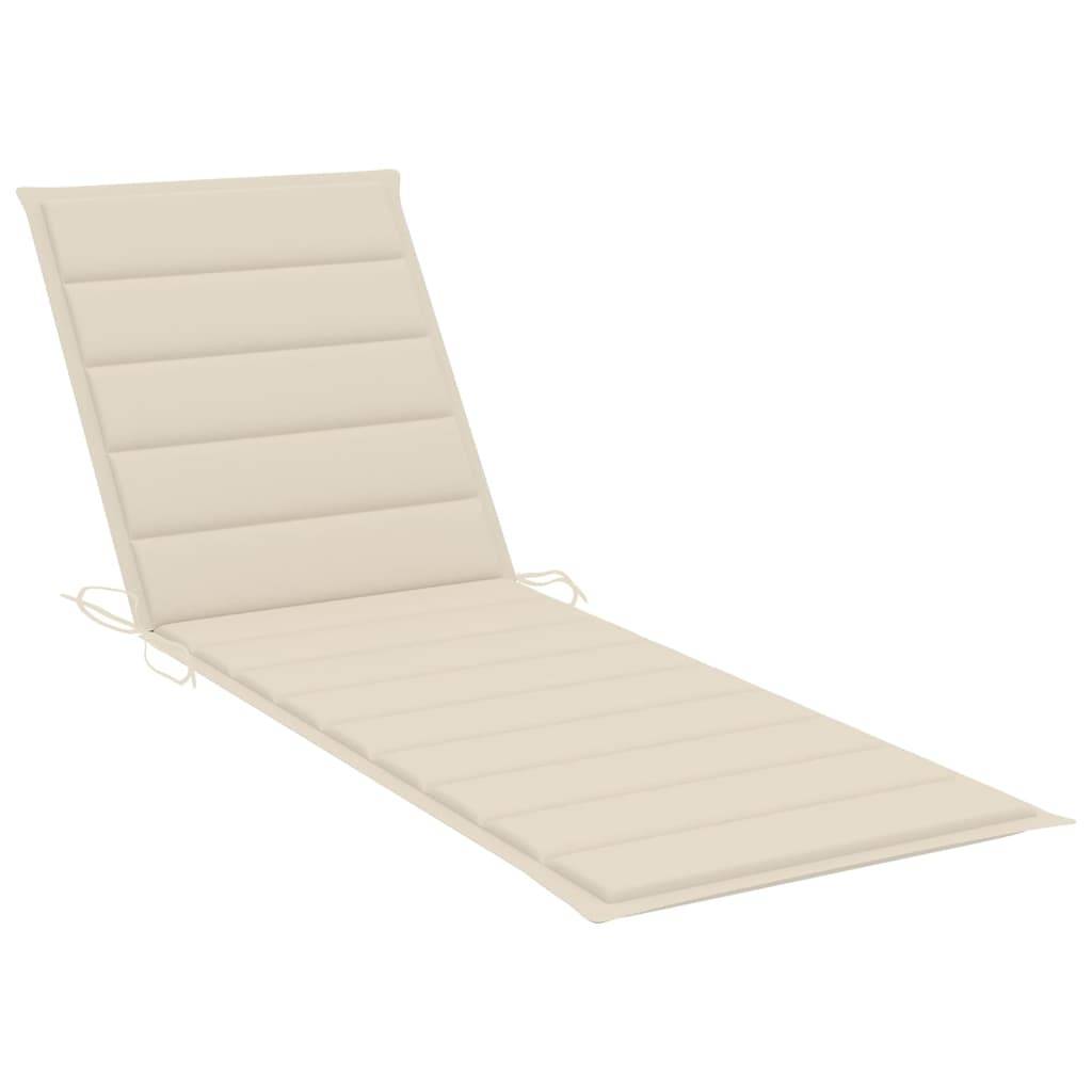 Helloshop26 - Transat chaise longue bain de soleil lit de jardin terrasse meuble d'extérieur avec coussin crème bois de pin imprégné - Image 4