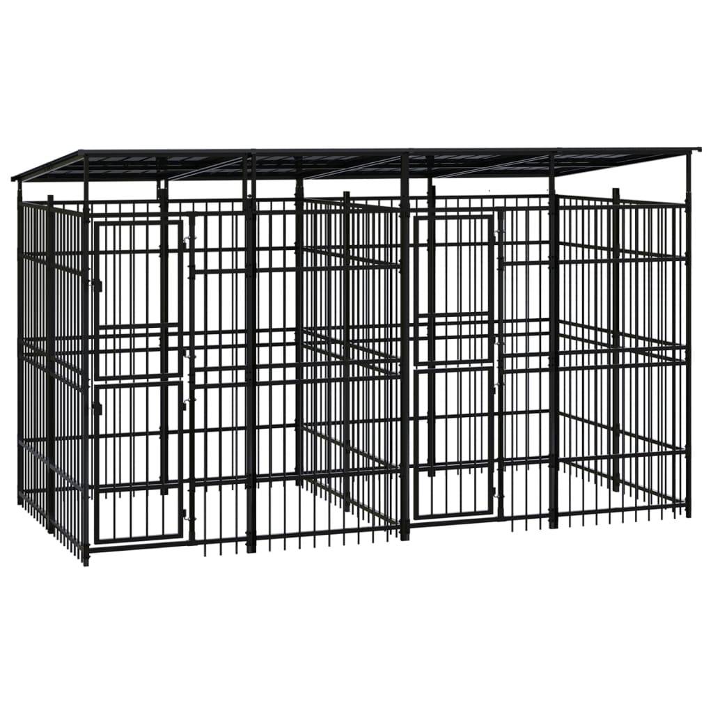 Vidaxl - Chenil d'extérieur avec toit pour chiens Acier 7,37 m² vidaXL 3098014 - Image 1