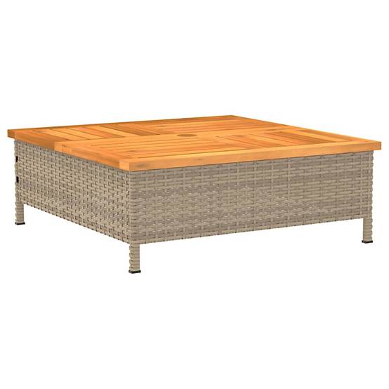 PANGIVO - Table de jardin beige résine tressée et bois acacia 70 x 70 x 25 cm - PANGIVO - Image 7